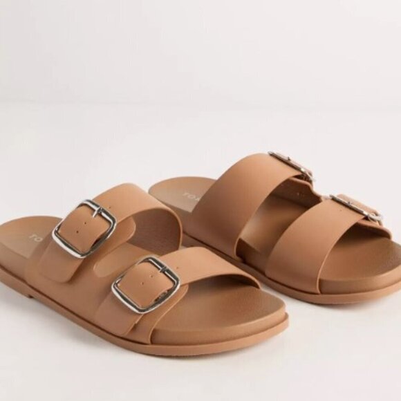 torrid Shoes - Torrid - 9WW, Double Buckle Slide (Wide Width) in Tan Beige